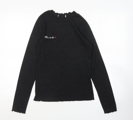 Primark Womens Black  Polyester Basic T-Shirt Size S Round Neck