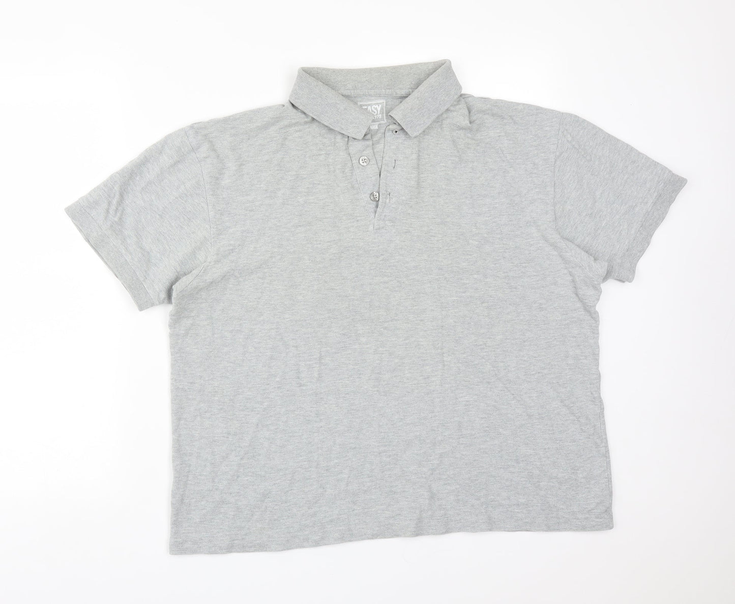 Easy Mens Grey  Cotton  Polo Size L Collared