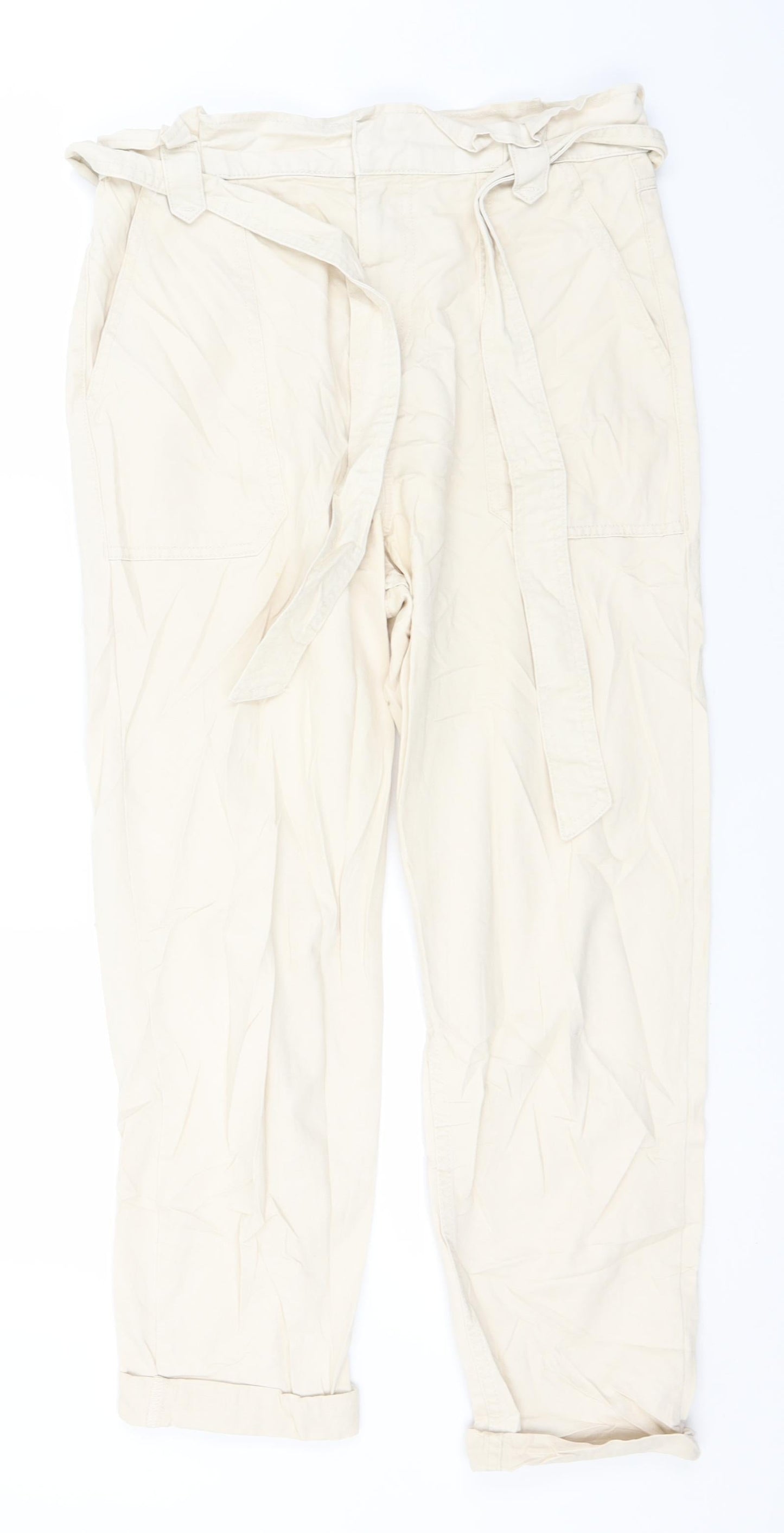 New Look Womens Ivory  Cotton Trousers  Size 12 L25 in Regular
