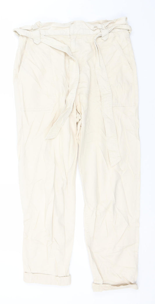New Look Womens Ivory  Cotton Trousers  Size 12 L25 in Regular