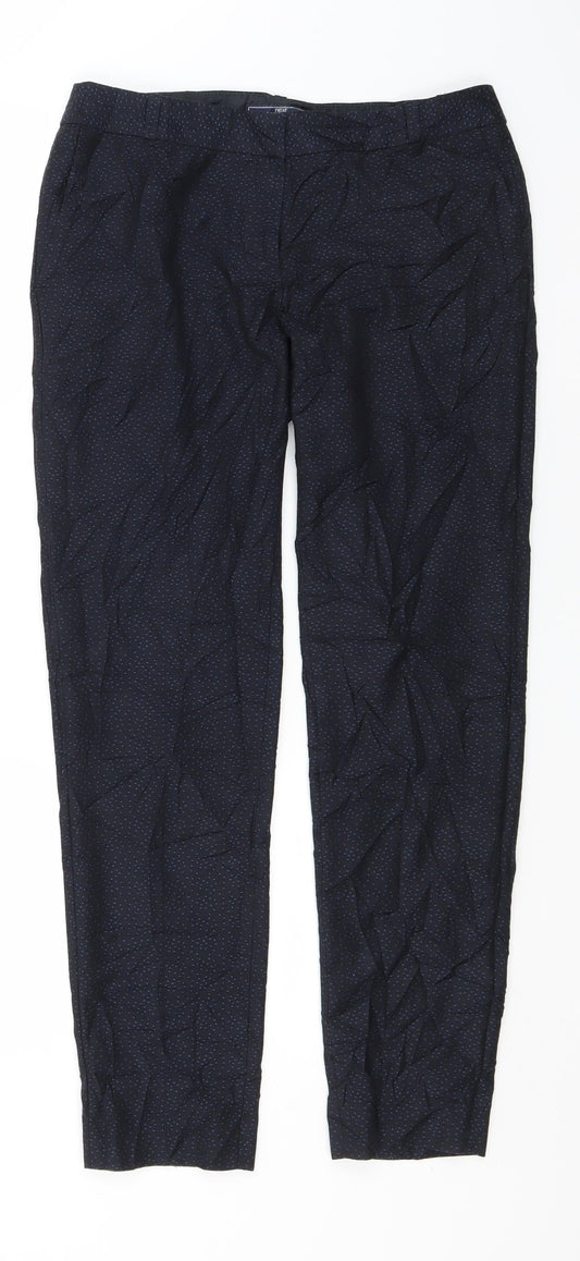 NEXT Womens Blue Polka Dot Polyester Trousers  Size 10 L30 in Regular