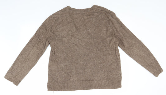 Zara Womens Brown V-Neck  Polyester Pullover Jumper Size L