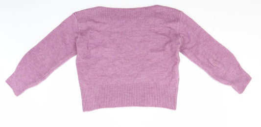Marks and Spencer Womens Pink Square Neck  Acrylic Henley Jumper Size M