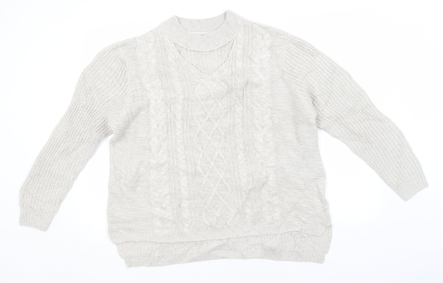 Preworn Womens Grey Round Neck   Pullover Jumper