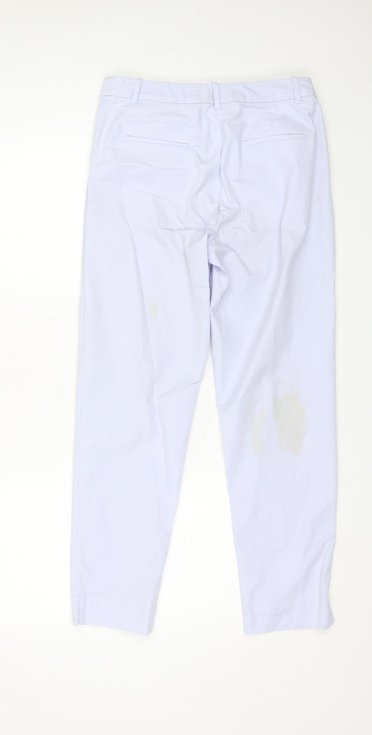 Marks and Spencer Womens Blue  Cotton Trousers  Size 8 L25 in Regular