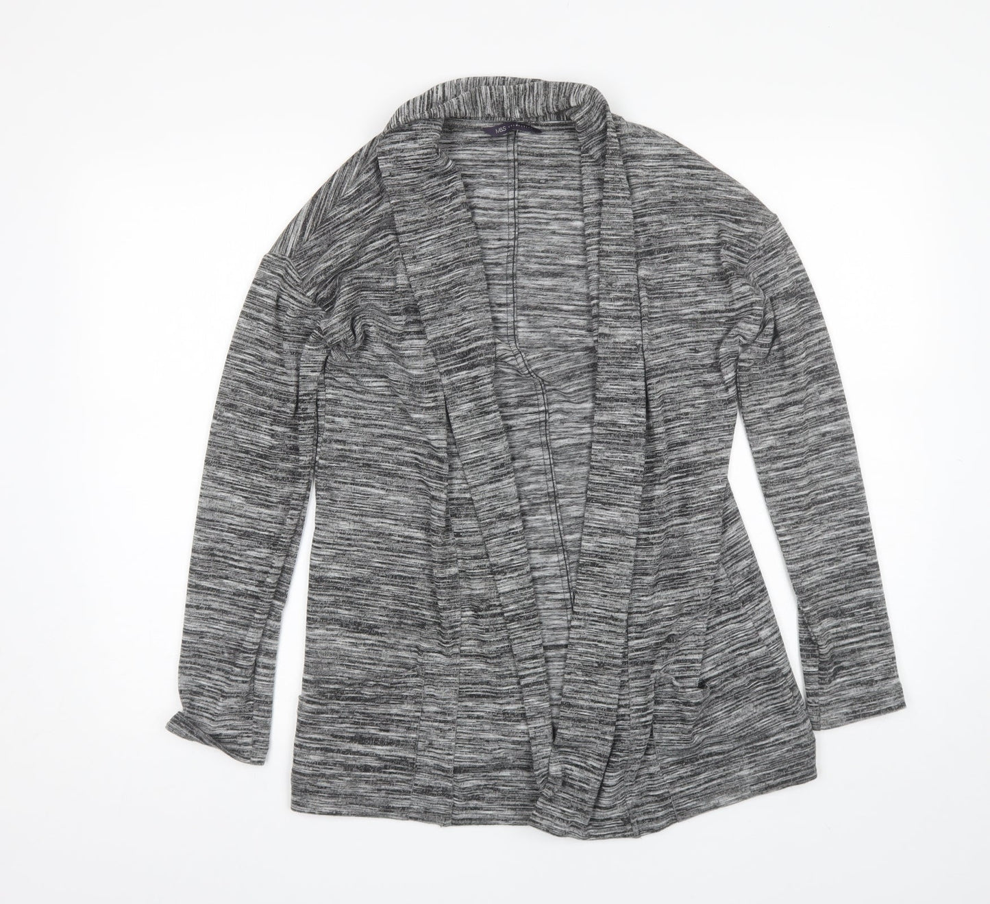Marks and Spencer Womens Grey Collared  Polyester Cardigan Jumper Size 10