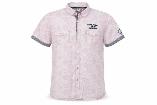 Lee Cooper Mens Pink Floral Cotton  Button-Up Size L Collared