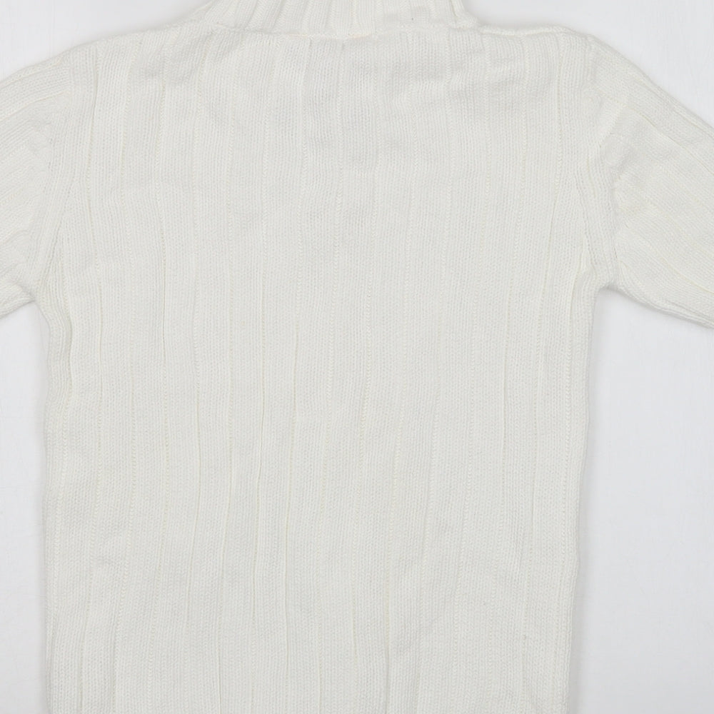 Lee Cooper Womens White V-Neck  Cotton Pullover Jumper Size S