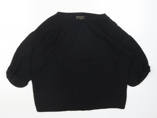 Preworn Womens Black Round Neck  Acrylic Pullover Jumper Size S