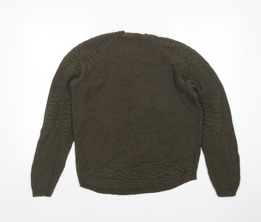 PEP&CO Mens Green Round Neck  Acrylic Pullover Jumper Size M