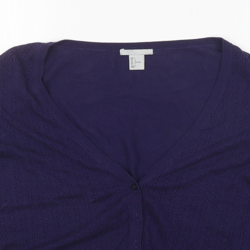 H&M Womens Purple V-Neck  Modal Cardigan Jumper Size L