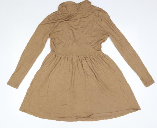 H&M Womens Brown  Viscose A-Line  Size S  V-Neck