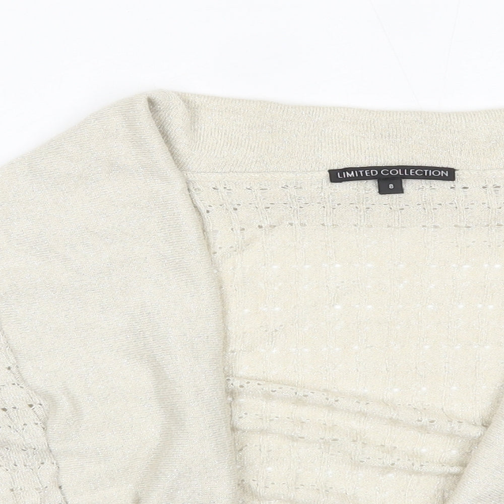 M&S Womens Gold V-Neck  Viscose Cardigan Jumper Size 8