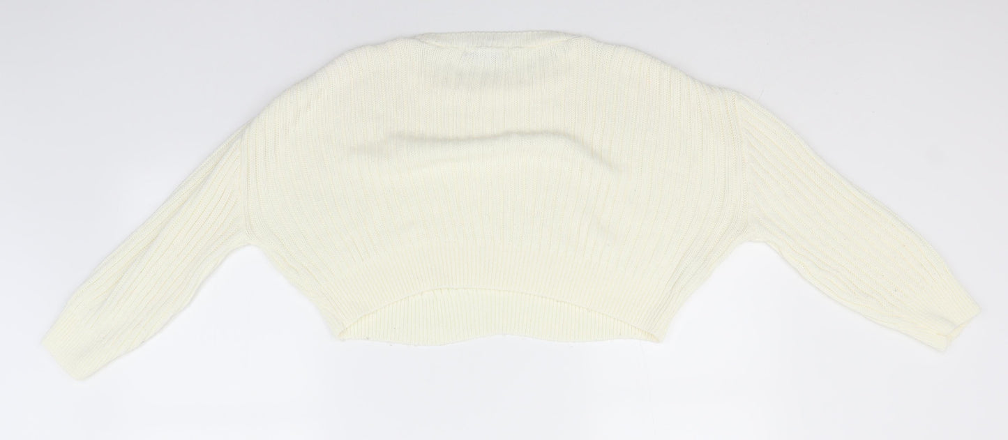 Preworn Womens Ivory Round Neck  Acrylic Pullover Jumper Size L