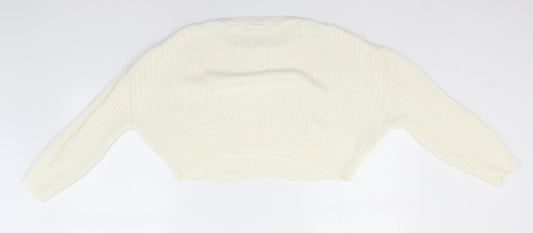 Preworn Womens Ivory Round Neck  Acrylic Pullover Jumper Size L
