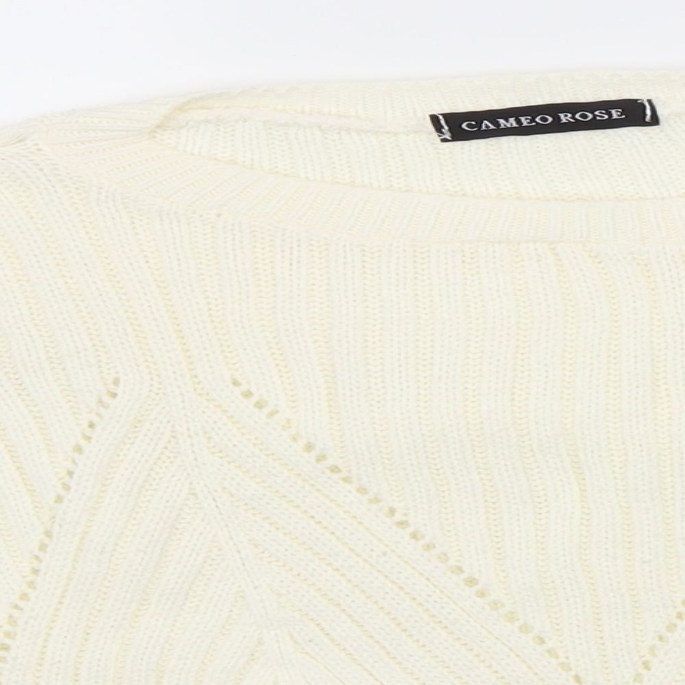 Preworn Womens Ivory Round Neck  Acrylic Pullover Jumper Size L