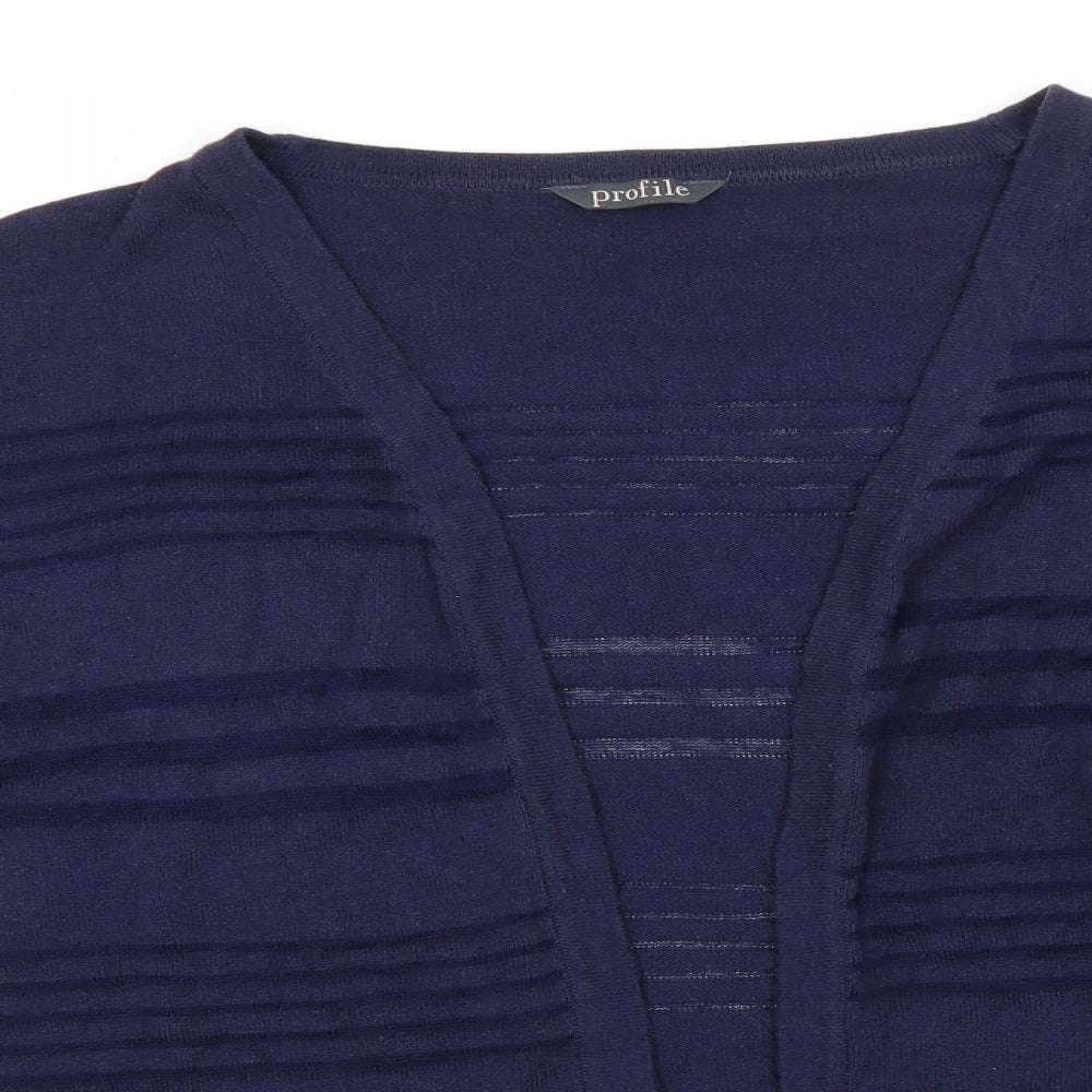 Profile Womens Blue Round Neck Striped  Cardigan Jumper