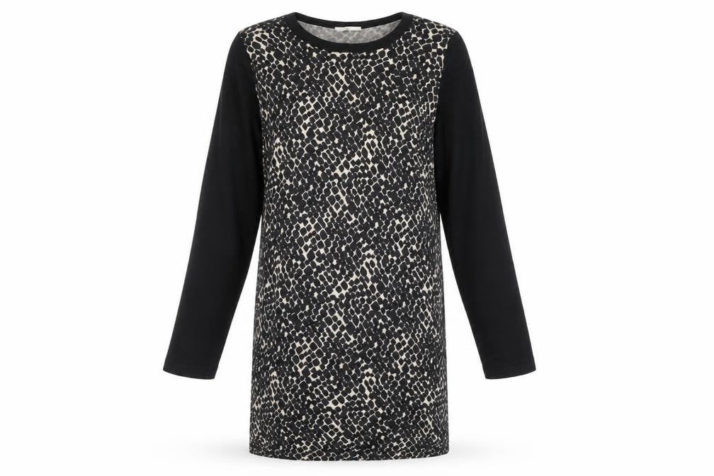 TU Womens Black Animal Print Polyamide T-Shirt Dress  Size 14  Round Neck