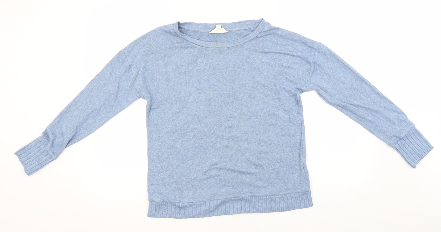 Marks and Spencer Womens Blue Round Neck  Viscose Pullover Jumper Size 10