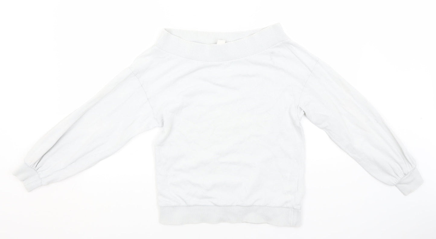 H&M Womens Green Scoop Neck  Cotton Pullover Jumper Size S