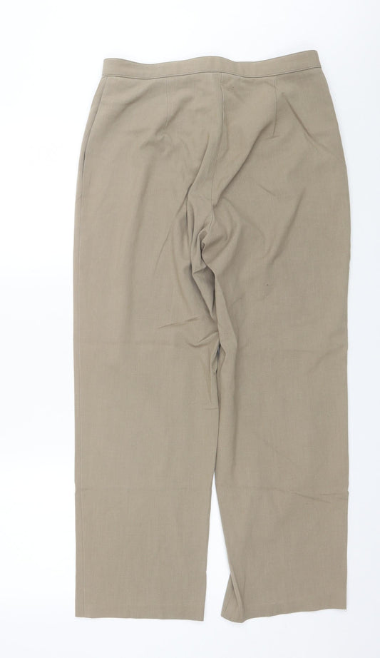 JM Collection Womens Beige  Polyester Trousers  Size 12 L28 in Regular