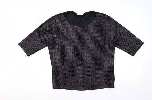 Hauber Womens Black Round Neck  Viscose Pullover Jumper Size 12