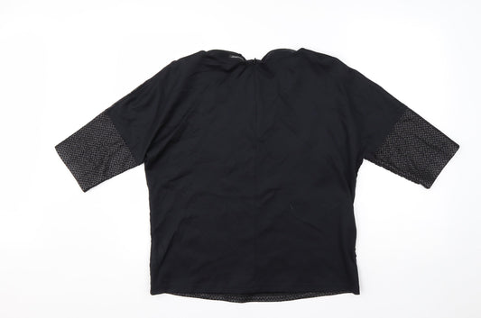Hauber Womens Black Round Neck  Viscose Pullover Jumper Size 12
