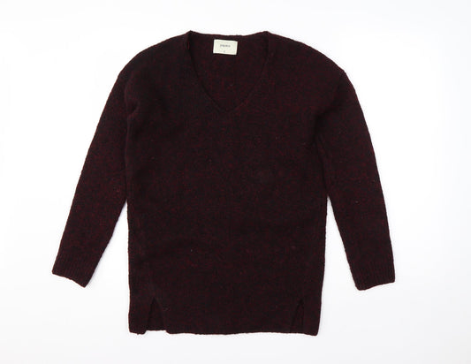 Papaya Womens Red V-Neck  Acrylic Pullover Jumper Size S