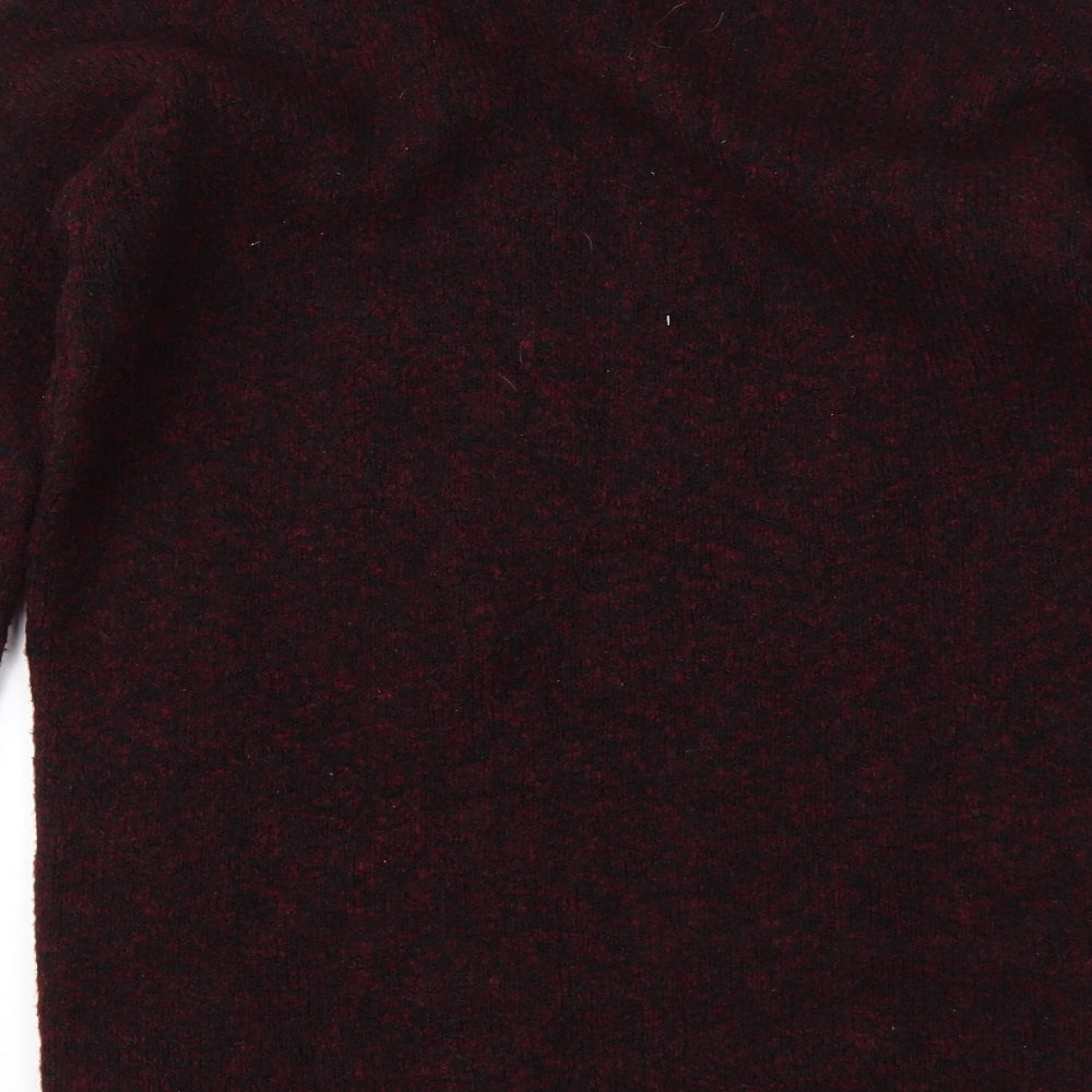 Papaya Womens Red V-Neck  Acrylic Pullover Jumper Size S