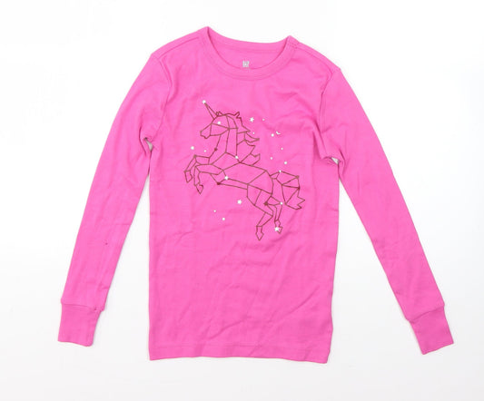 Gap Girls Pink Round Neck  Cotton Pullover Jumper Size 8 Years   - unicorn