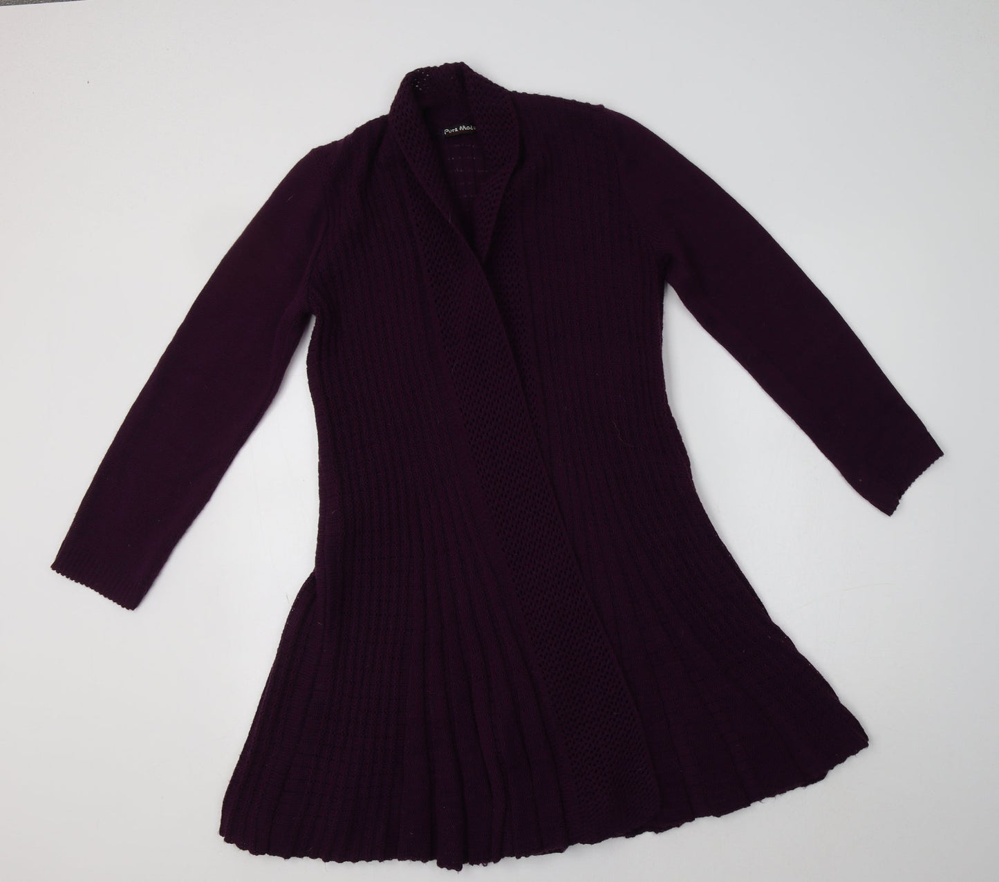 Pura Moda Womens Purple V-Neck  Acrylic Cardigan Jumper Size S