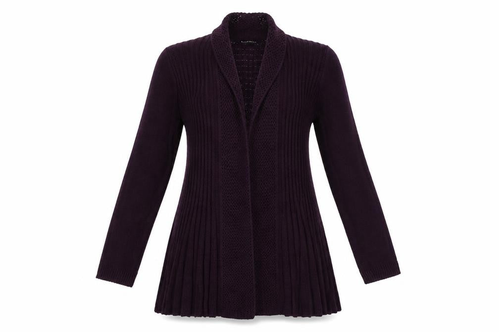Pura Moda Womens Purple V-Neck  Acrylic Cardigan Jumper Size S