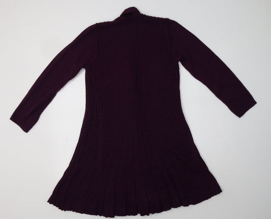 Pura Moda Womens Purple V-Neck  Acrylic Cardigan Jumper Size S