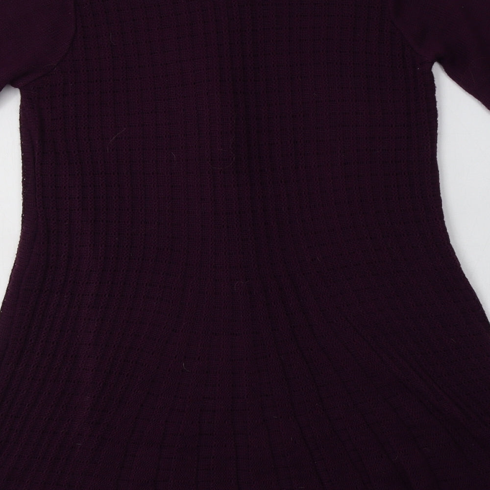 Pura Moda Womens Purple V-Neck  Acrylic Cardigan Jumper Size S