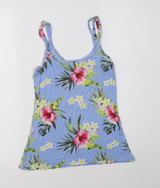 Peacocs Womens Blue Floral Viscose Camisole Tank Size 6 V-Neck