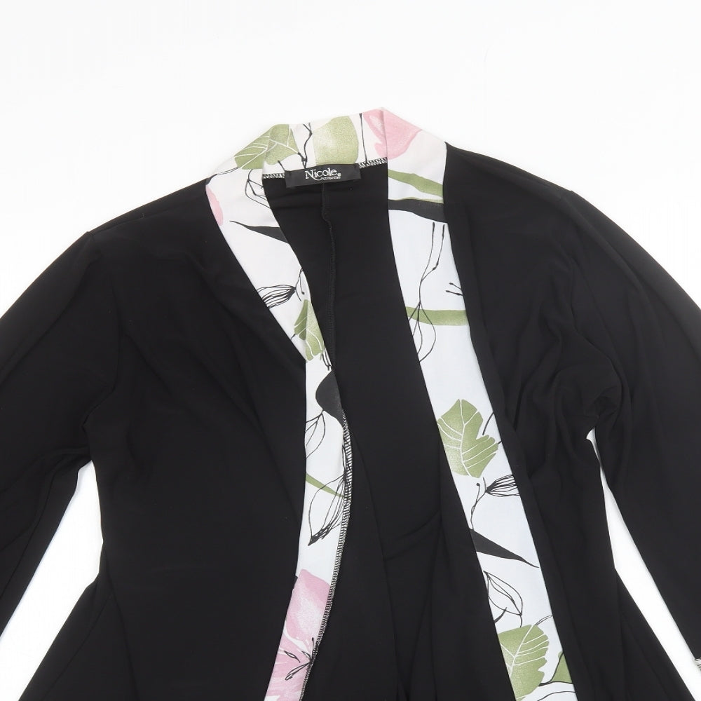 Nicole Collection Womens Black Collared  Polyester Shrug Jumper Size M