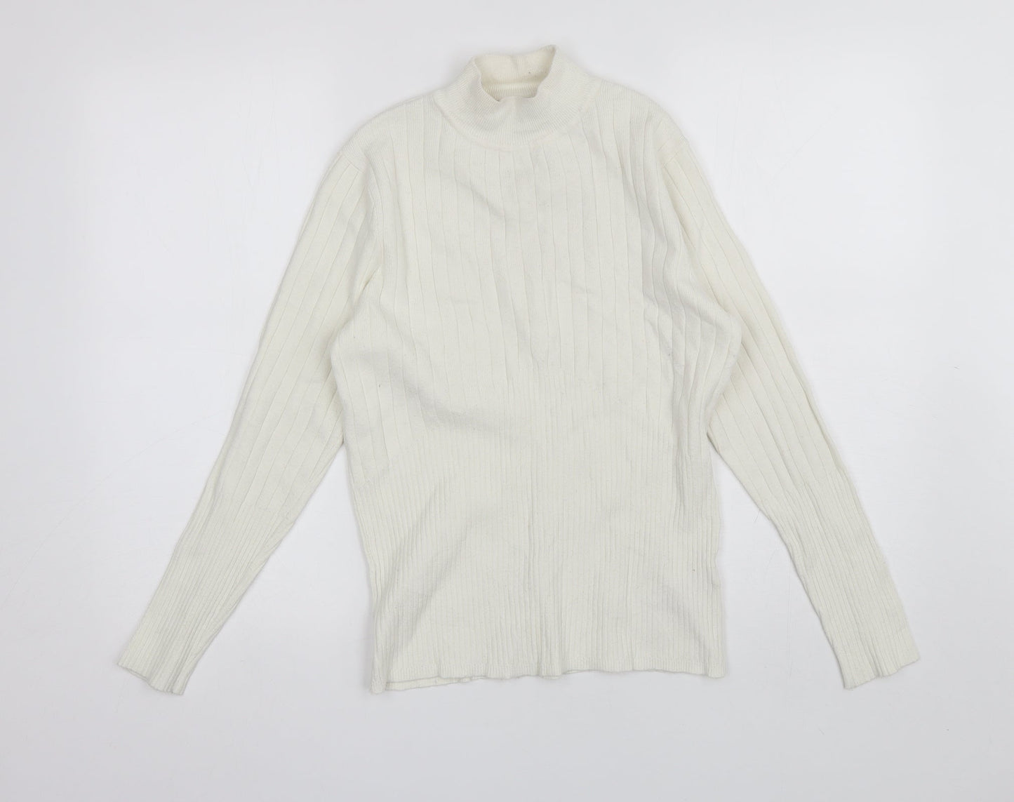 Marks and Spencer Womens White Mock Neck  Viscose Pullover Jumper Size 12