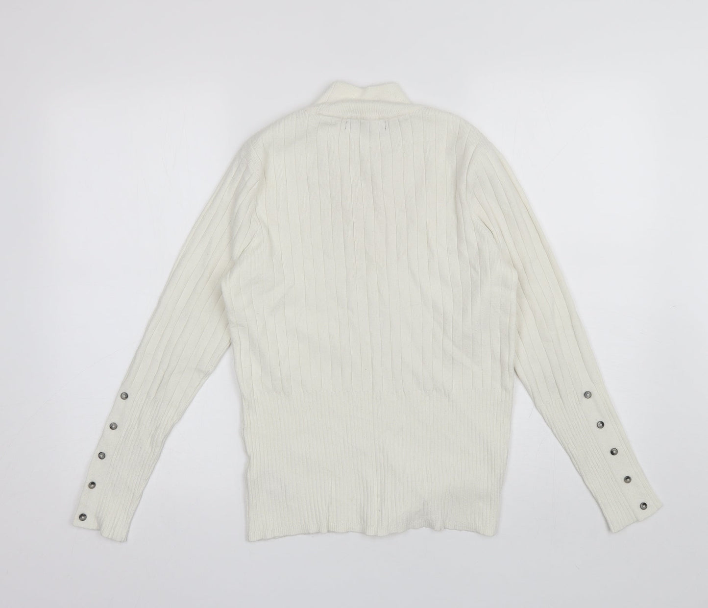 Marks and Spencer Womens White Mock Neck  Viscose Pullover Jumper Size 12