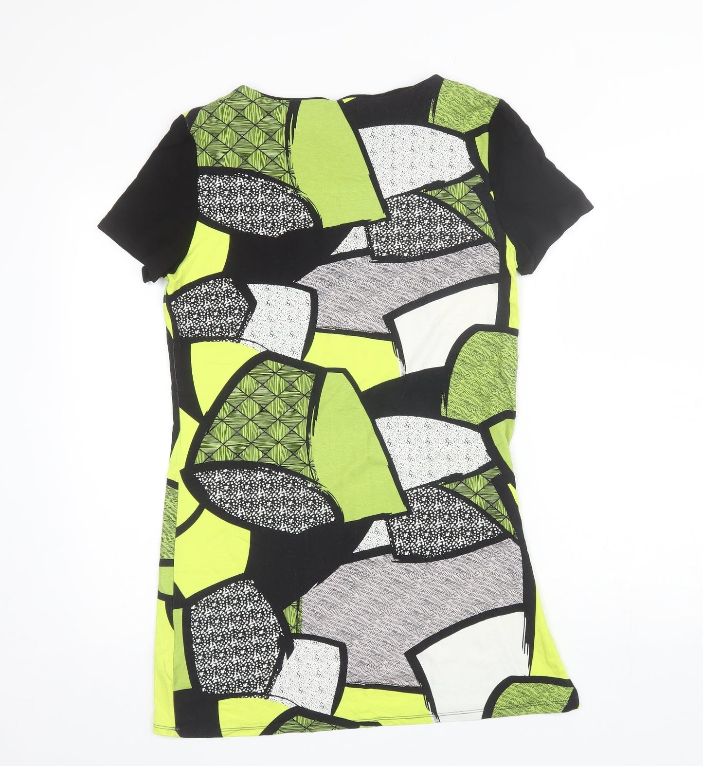 Micha Womens Green Geometric Viscose Shift  Size M  Round Neck
