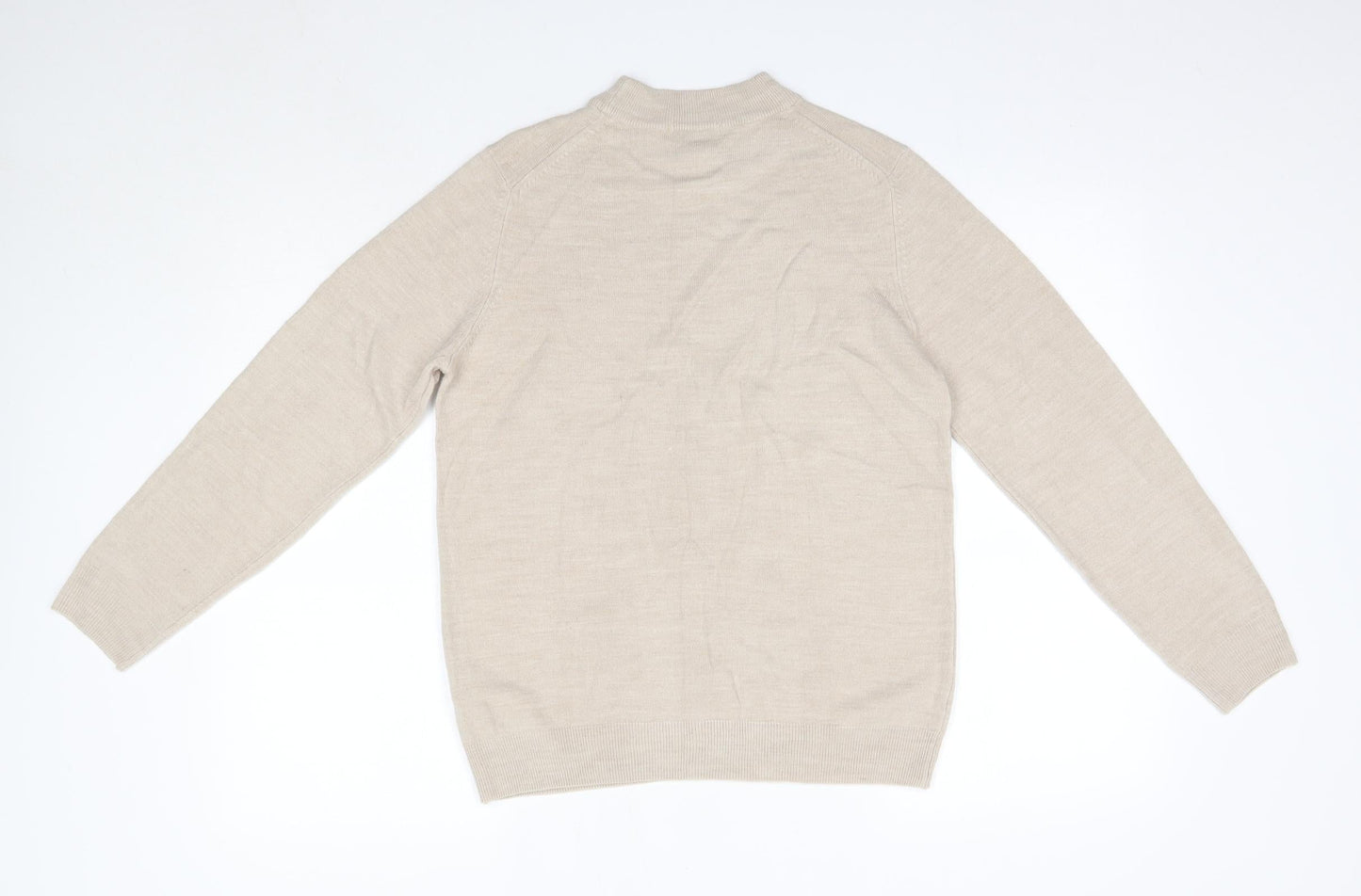 M&S Womens Beige High Neck  Acrylic Pullover Jumper Size 14