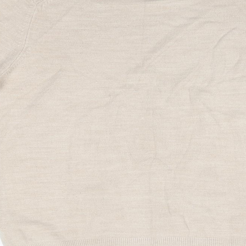 M&S Womens Beige High Neck  Acrylic Pullover Jumper Size 14