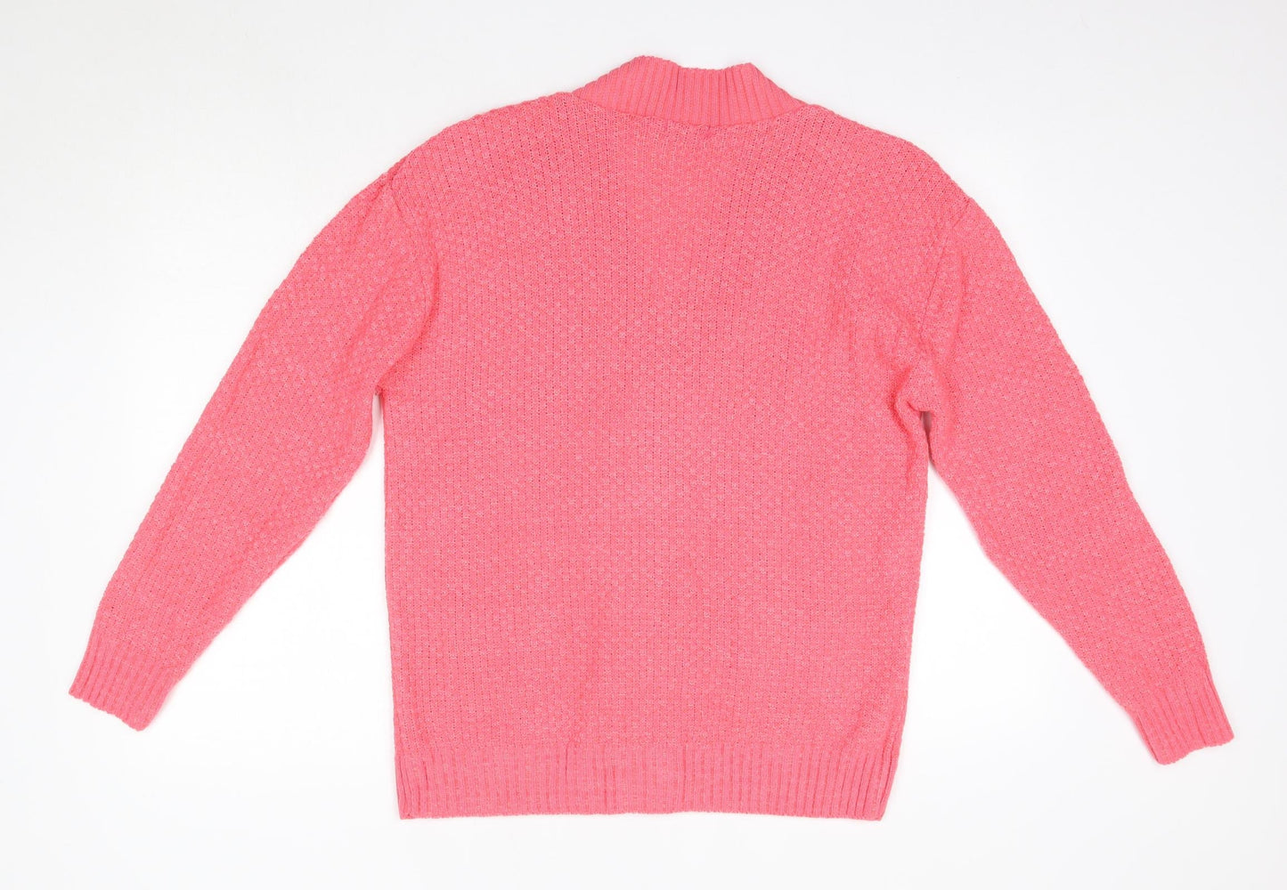 Fashion Alert Womens Pink V-Neck  Acrylic Cardigan Jumper Size L