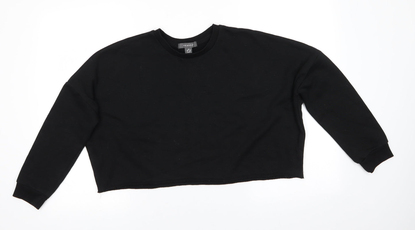 Primark Womens Black  Polyester Pullover Sweatshirt Size XS   - Cropped