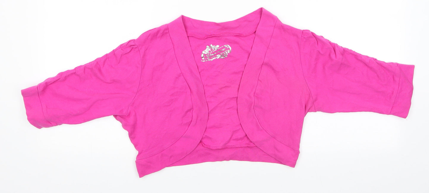 Glamorosa Womens Pink V-Neck  Cotton Shrug Jumper Size 16   - Lightly ruched seams