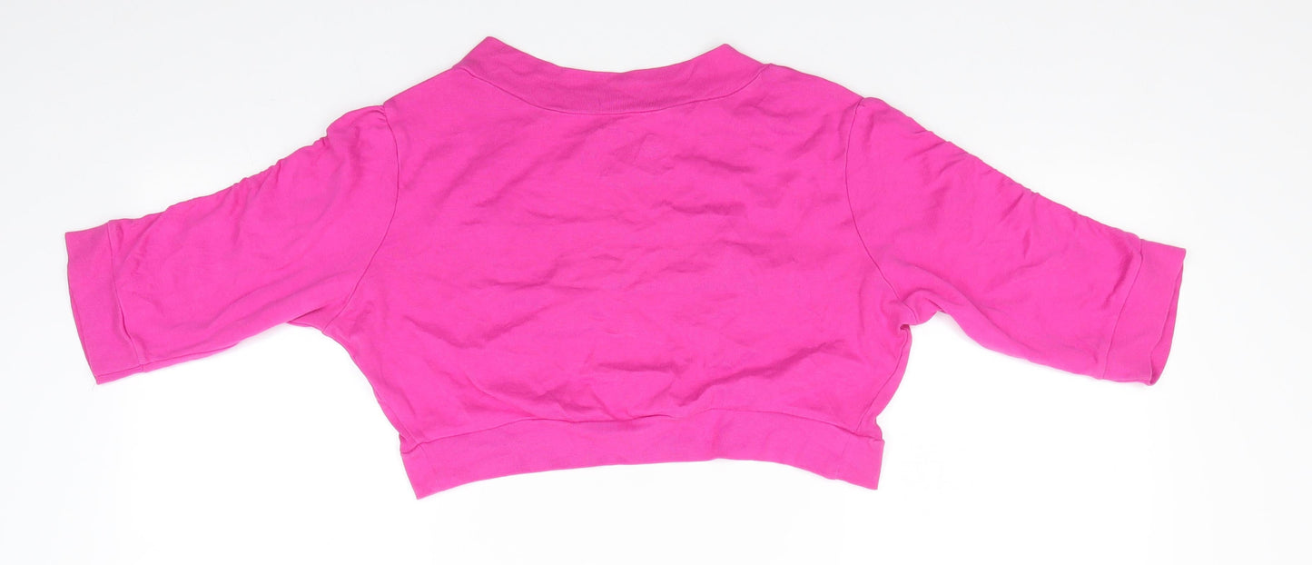 Glamorosa Womens Pink V-Neck  Cotton Shrug Jumper Size 16   - Lightly ruched seams