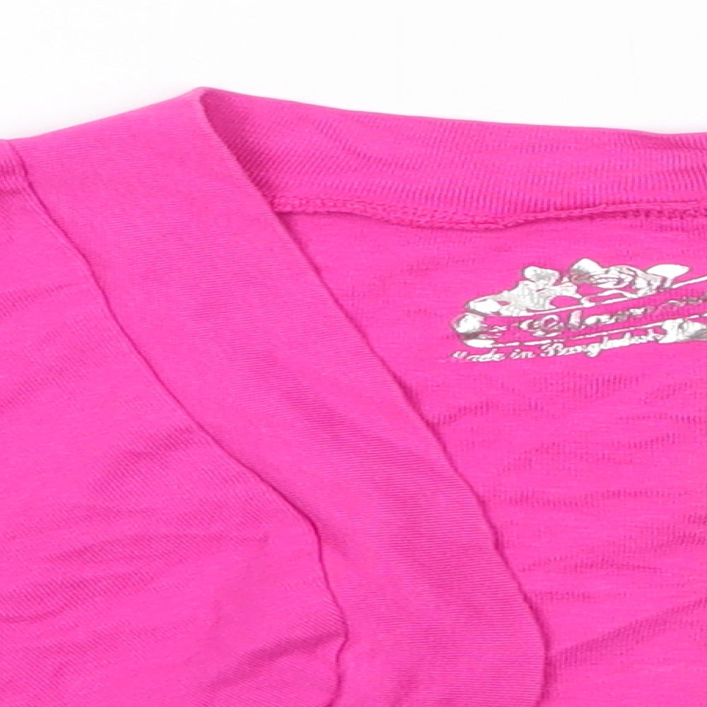 Glamorosa Womens Pink V-Neck  Cotton Shrug Jumper Size 16   - Lightly ruched seams