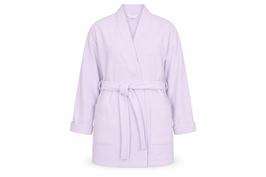 Marks and Spencer Womens Purple Solid Polyester  Robe Size 12   - Pale lilac Mid length