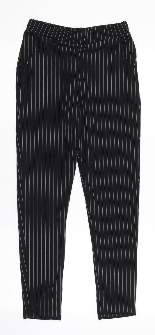 PRETTYLITTLETHING Womens Beige Striped Polyester Trousers  Size 10 L26.5 in Regular  - Grey Stripe