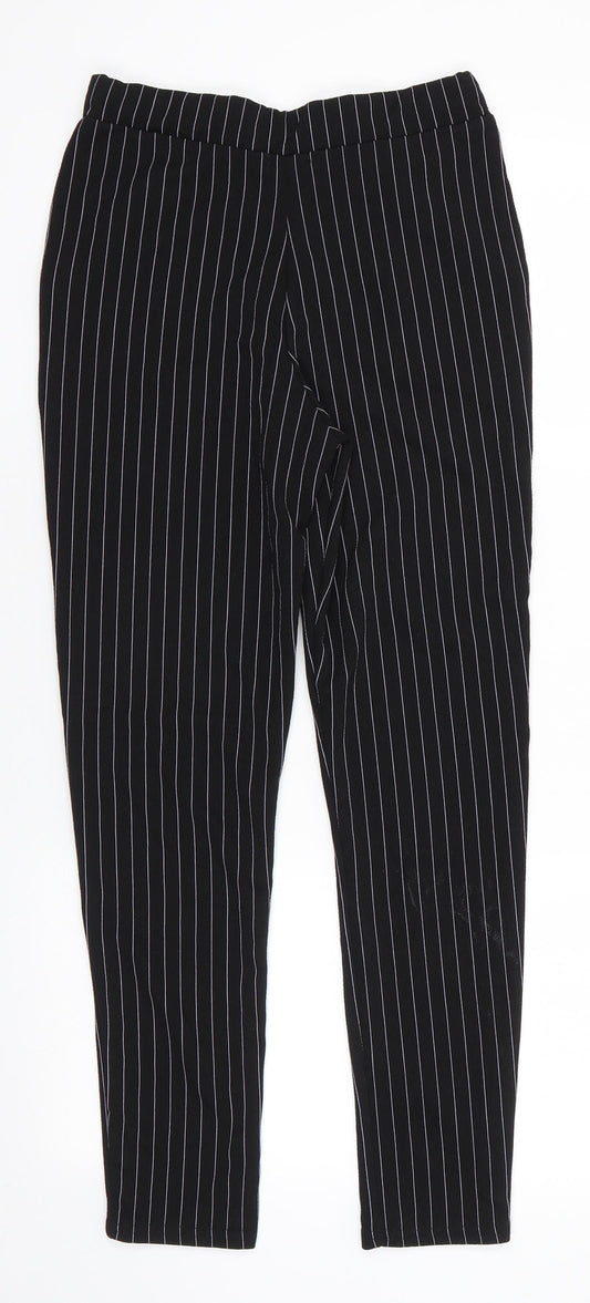 PRETTYLITTLETHING Womens Beige Striped Polyester Trousers  Size 10 L26.5 in Regular  - Grey Stripe