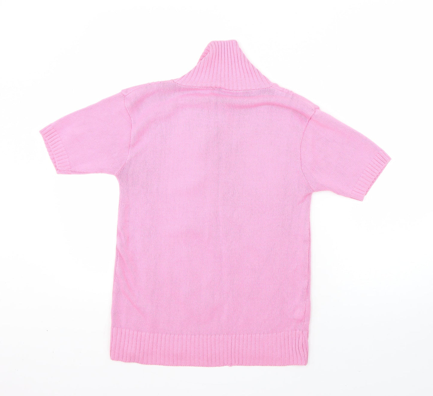 Preworn Womens Pink Collared  Acrylic Pullover Jumper Size S
